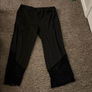 Black Lace Trim Pants